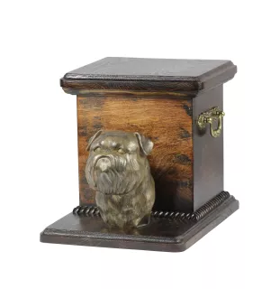 Griffon Bruxellois, Brussels Griffon - urn for dog ashes with a statuette, elegant urn for a dog, unique urn with a bust of a dog by Art-Dog brand