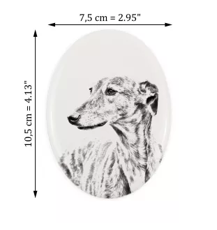 Greyhound, English Greyhound - commemorative plaque with a photo of a dog, tombstone with a print, personalized oval plaque from the Art-Dog brand