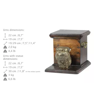Griffon Bruxellois, Brussels Griffon - urn for dog ashes with a statuette, elegant urn for a dog, unique urn with a bust of a dog by Art-Dog brand