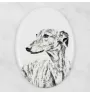 Lévrier anglais, Greyhound - une plaque commémorative avec une photo de chien, une plaque funéraire avec une impression, une plaque ovale personnalisée de la marque Art-Dog