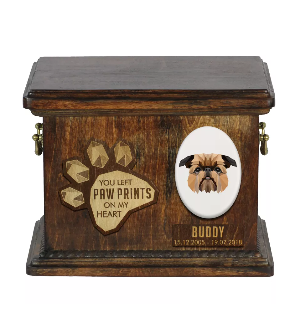 Griffon Bruxellois, Brussels Griffon - urn for dog ashes, personalized urn with engraving, commemorative box for dog ashes by Art-Dog brand