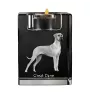 Dogue allemand, Grand danois - Bougeoir avec photo de chien, porte bougie en cristal, cadeau personnalisé par la marque Art-Dog