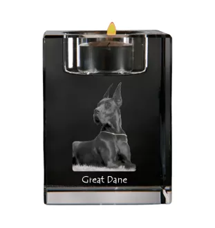 Dog niemiecki I świecznik kryształowy z psem Art-Dog
