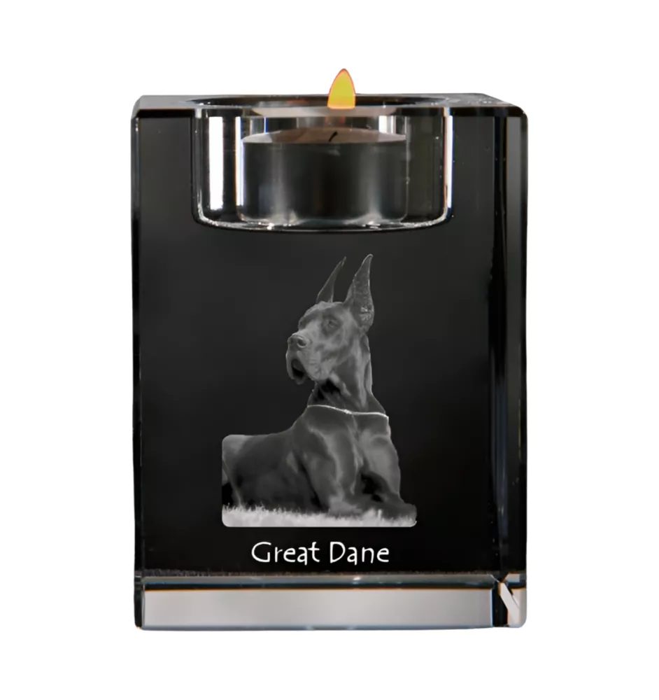 Dog niemiecki I świecznik kryształowy z psem Art-Dog