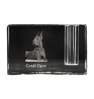 Deutsche Dogge, Ulmer Dogge, Große Dogge I - Stifthalter, Kristallorganizer mit Hundefoto, einzigartige Schreibtischdekoration der Marke Art-Dog