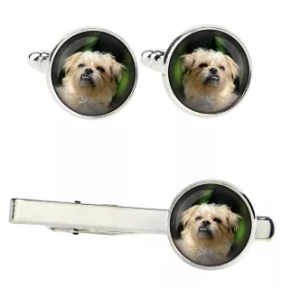 Brüsseler Griffon, Griffon Bruxellois Ärmelknöpfe und Krawatte mit Ihrem Foto, Anzugaccessoire, Herrenschmuck der Marke Art-Dog