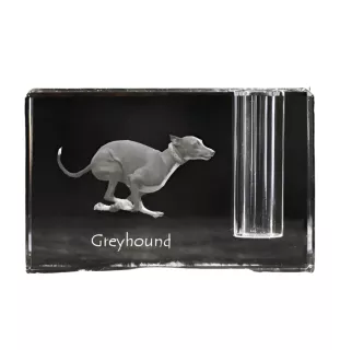 Greyhound, Grosser Englischer Windhund - Stifthalter, Kristallorganizer mit Hundefoto, einzigartige Schreibtischdekoration der Marke Art-Dog