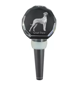 Great Dane - Crystal bottle stopper, unique wine stopper with photo, personalised gift for sommelier by Art-Dog brand
