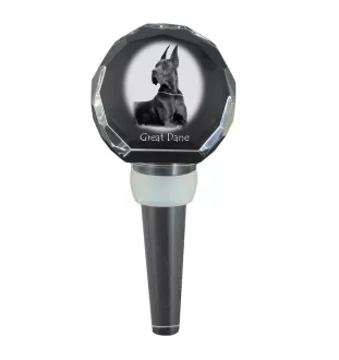 Great Dane I - Crystal bottle stopper, unique wine stopper with photo, personalised gift for sommelier by Art-Dog brand