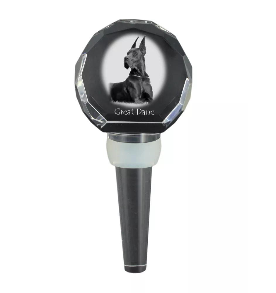Great Dane I - Crystal bottle stopper, unique wine stopper with photo, personalised gift for sommelier by Art-Dog brand