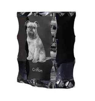 Brüsseler Griffon, Griffon Bruxellois - Kristall mit einem Hundebild, Glasstatuette mit einem Bild, einzigartiger Bilderrahmen der Marke Art-Dog