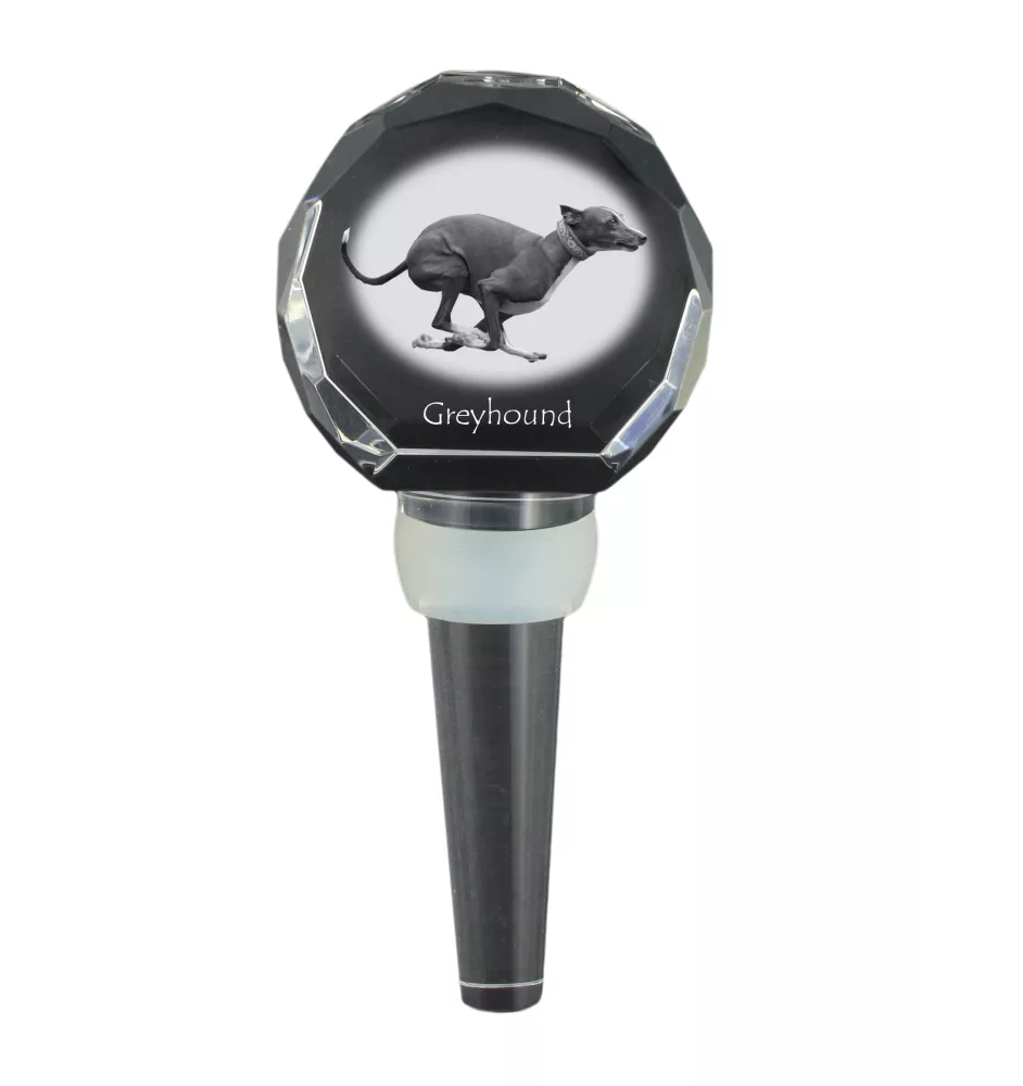 Lévrier anglais, Greyhound - Bouchon de bouteille en cristal, bouchon de vin unique avec photo, cadeau personnalisé pour sommelier par la marque Art-Dog