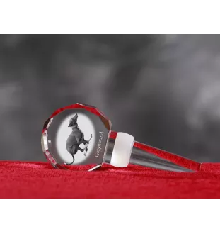 Greyhound, English Greyhound - Crystal bottle stopper, unique wine stopper with photo, personalised gift for sommelier by Art-Dog brand