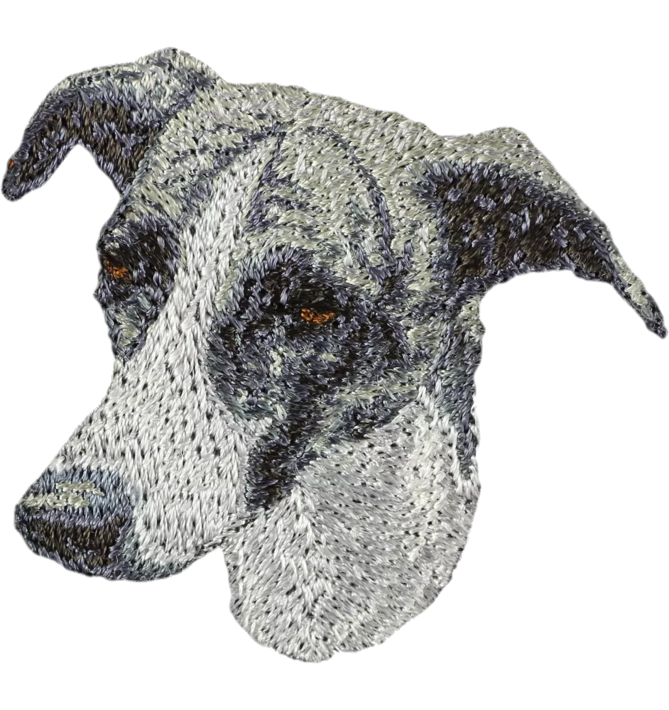 Lévrier anglais, Greyhound - écusson en forme de chien, patch brodé, décoration unique pour sac à dos de la marque Art-Dog