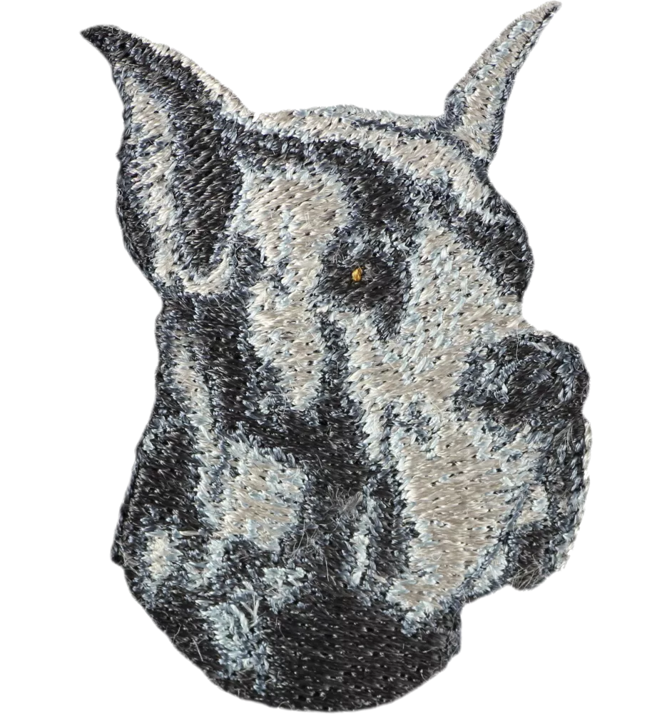 Deutsche Dogge, Ulmer Dogge, Große Dogge I - Hund geformtes Aufnäher, besticktes Patch, einzigartiges Dekor für den Rucksack der Marke Art-Dog