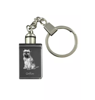 Griffon bruxellois - Porte-clés en cristal avec photo de chien, porte-clés lumineux, cadeau unique de la marque Art-Dog