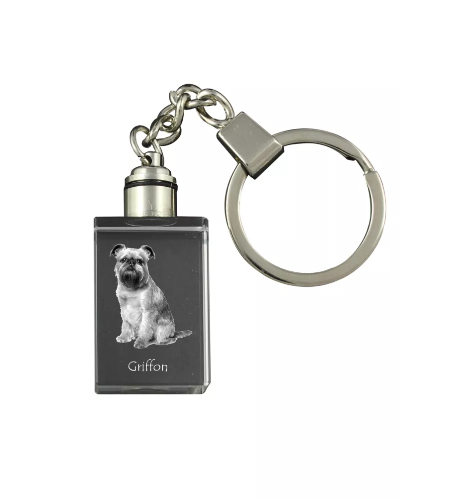 Griffon bruxellois - Porte-clés en cristal avec photo de chien, porte-clés lumineux, cadeau unique de la marque Art-Dog