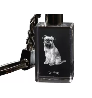 Griffon bruxellois - Porte-clés en cristal avec photo de chien, porte-clés lumineux, cadeau unique de la marque Art-Dog