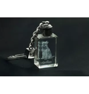 Griffon bruxellois - Porte-clés en cristal avec photo de chien, porte-clés lumineux, cadeau unique de la marque Art-Dog