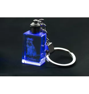 Griffon bruxellois - Porte-clés en cristal avec photo de chien, porte-clés lumineux, cadeau unique de la marque Art-Dog