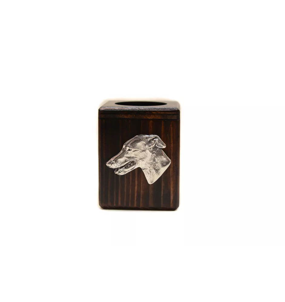 Lévrier anglais, Greyhound - bougeoir en bois avec un chien, un souvenir unique après la perte d'un chien, une œuvre artisanale de la marque Art-Dog
