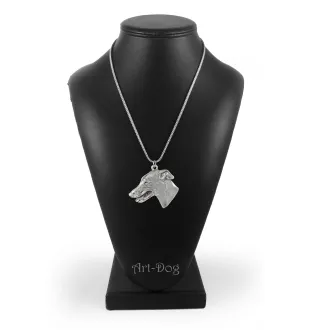 Lévrier anglais, Greyhound - un collier avec un chien, un pendentif de chien sur une chaîne en argent, un bijou unique de la marque Art-Dog