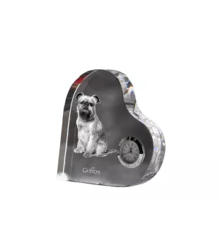 Brüsseler Griffon, Griffon Bruxellois - Kristalluhr mit einem Hundebild, Herzregal-Uhr, personalisierte Standuhr der Marke Art-Dog