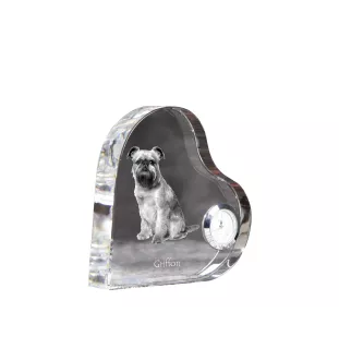 Griffon bruxellois - horloge en cristal avec une photo de chien, horloge de table en forme de cœur, horloge debout personnalisée de la marque Art-Dog