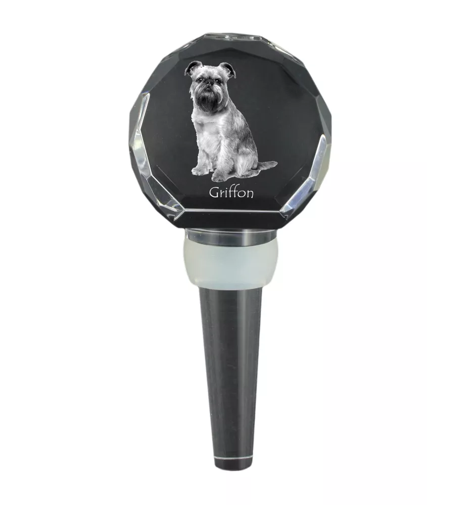 Griffon Bruxellois, Brussels Griffon - Crystal bottle stopper, unique wine stopper with photo, personalised gift for sommelier by Art-Dog brand