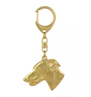 Greyhound, Grosser Englischer Windhund - Schlüsselanhänger und Halskette mit Hund in einer Box, vergoldetes Produkt von hoher Qualität, Marke Art-Dog