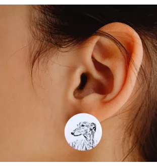 Lévrier anglais, Greyhound - boucles d'oreilles uniques avec un chien, votre animal de compagnie sur un porte-clés, marque propre Art-Dog