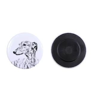 Lévrier anglais, Greyhound - aimant avec un œil de chien, exceptionnellement léger, aimant puissant, produit fabriqué à la main par la marque Art-Dog