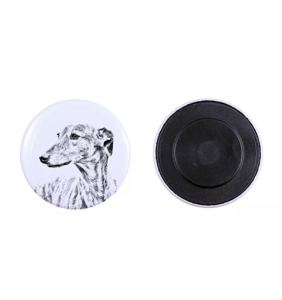 Lévrier anglais, Greyhound - aimant avec un œil de chien, exceptionnellement léger, aimant puissant, produit fabriqué à la main par la marque Art-Dog