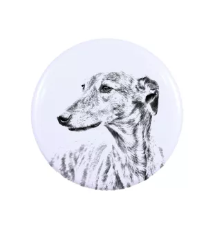 Greyhound, Grosser Englischer Windhund Magnet mit einem Hundepfotenabdruck, außergewöhnlich leicht, starker Magnet, handgefertigtes Produkt der Marke Art-Dog