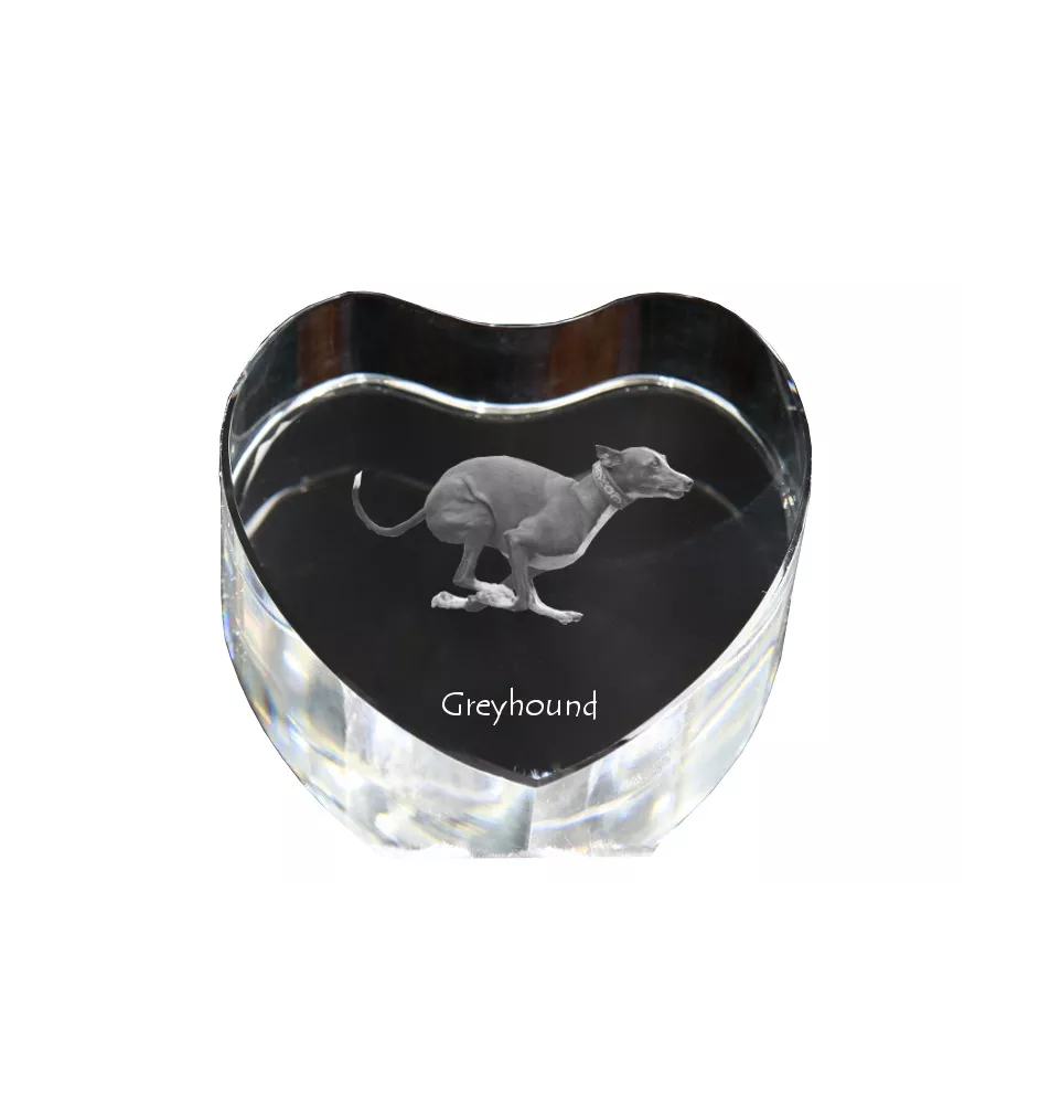 Greyhound, English Greyhound - a photo of a dog in crystal, crystal heart, unique photo frame from the Art-Dog brand