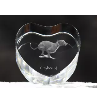 Greyhound, Grosser Englischer Windhund - Hundebild im Kristall, Kristallherz, einzigartiger Bilderrahmen der Marke Art-Dog