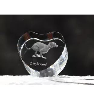 Lévrier anglais, Greyhound - une photo de chien dans un cristal, un cœur en cristal, un cadre photo exceptionnel de la marque Art-Dog
