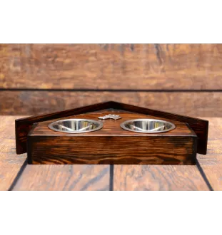 Lévrier anglais, Greyhound - support en bois avec des bols pour chien, bols pour chien décoratifs, cadeau pour l'adoption d'un chien de la marque Art-Dog