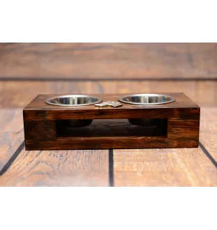 Greyhound, English Greyhound - wooden stand with bowls for a dog, steel dog bowls, a gift for adopting a dog from the Art-Dog brand