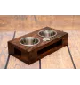 Greyhound, English Greyhound - wooden stand with bowls for a dog, steel dog bowls, a gift for adopting a dog from the Art-Dog brand