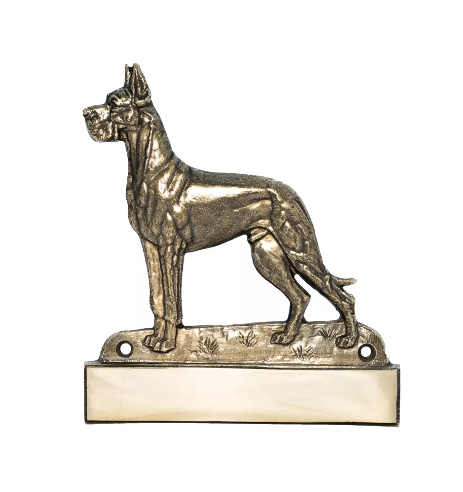Deutsche Dogge, Ulmer Dogge, Große Dogge I - Haustürschild mit Hund, Messingschild mit Namen, personalisiertes Türschild mit Markennamen Art-Dog