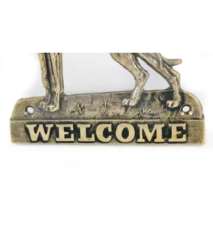 Deutsche Dogge, Ulmer Dogge, Große Dogge I - Türschild mit Hund, messingfarbenes Willkommensschild, einzigartiges Schild mit der Aufschrift Welcome von der Marke Art-Dog