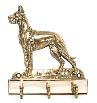 Great Dane I - key holder with a dog, brass handle for dog accessories, an elegant decoration for the hallway from the Art-Dog brand.