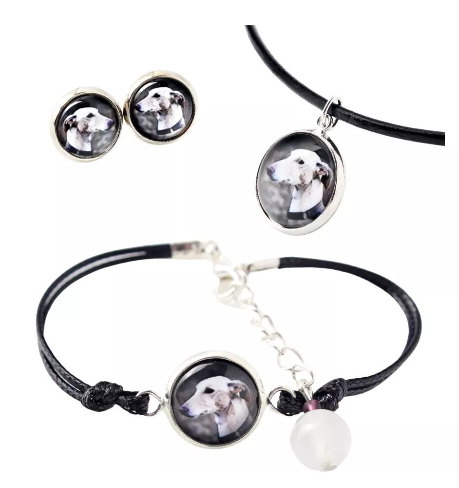 Greyhound, Grosser Englischer Windhund - Schmuckset in einer Schachtel, Halskette, Ohrringe, Armband, Produkte der Marke Art-Dog