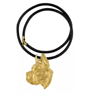 Dogue allemand, Grand danois I - porte-clés et collier avec chien dans une boîte, produit plaqué or de haute qualité, marque Art-Dog