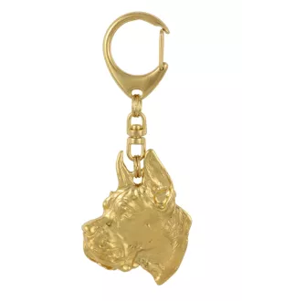 Dogue allemand, Grand danois I - porte-clés et collier avec chien dans une boîte, produit plaqué or de haute qualité, marque Art-Dog