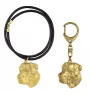 Dogue allemand, Grand danois - porte-clés et collier avec chien dans une boîte, produit plaqué or de haute qualité, marque Art-Dog
