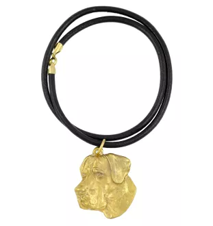 Dogue allemand, Grand danois - porte-clés et collier avec chien dans une boîte, produit plaqué or de haute qualité, marque Art-Dog