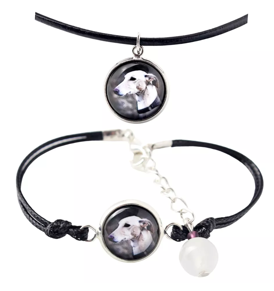 Greyhound, English Greyhound - a set of jewelry with your photo, handmade set, bracelet and necklace by Art.-Dog brand