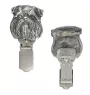 Griffon Bruxellois, Brussels Griffon - brooch with a clip, holder for a start number, silver-plated dog show pin from the Art-Dog brand